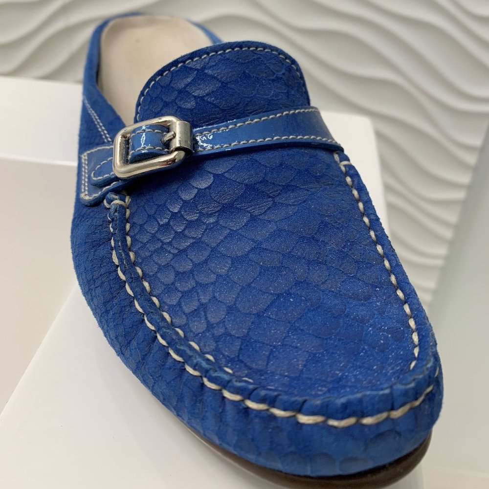 Attilio Giusti Leombruni AGL Royal Blue Suede Mules Size 5.0